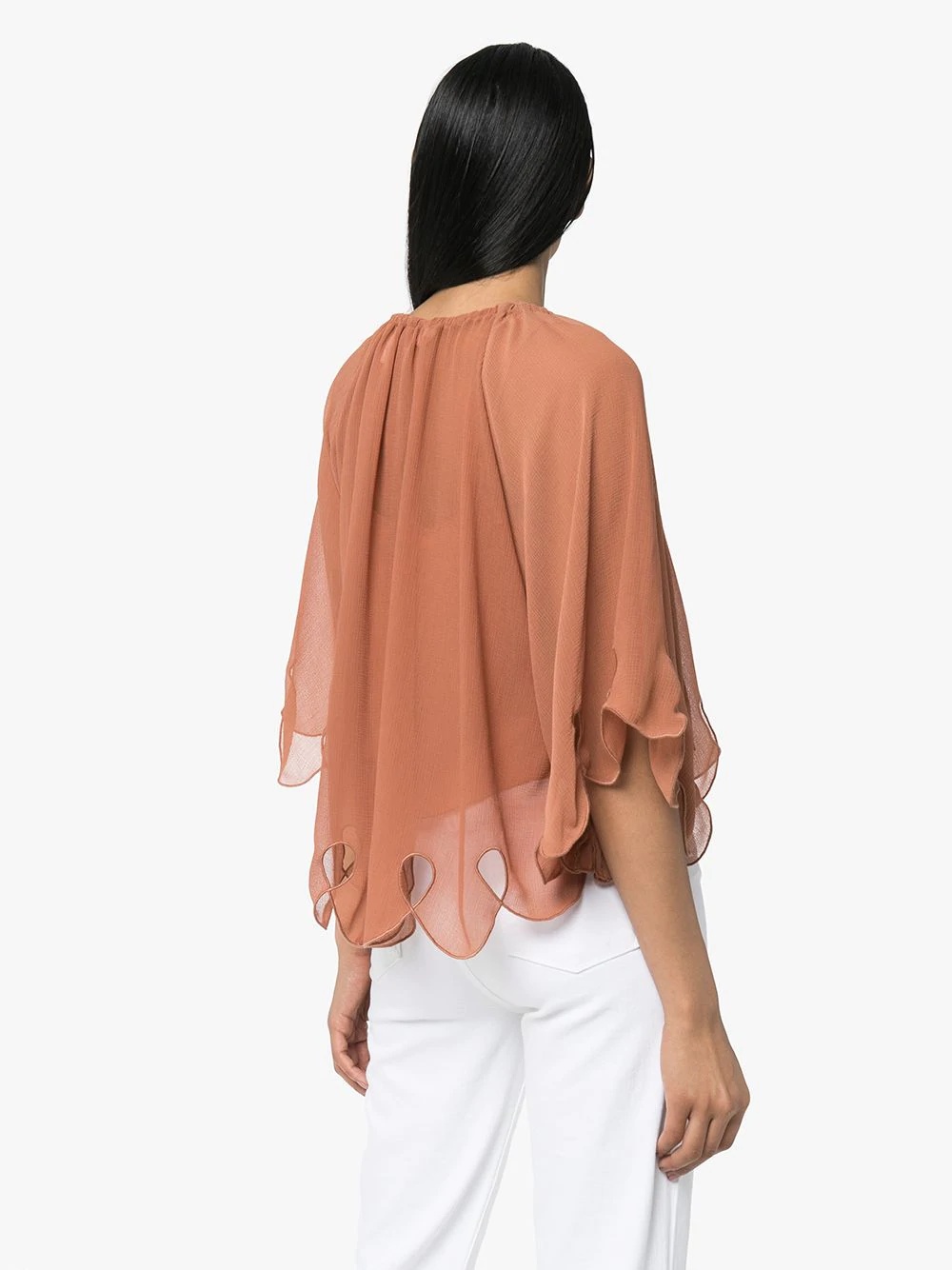 scalloped tie-neck blouse - 3