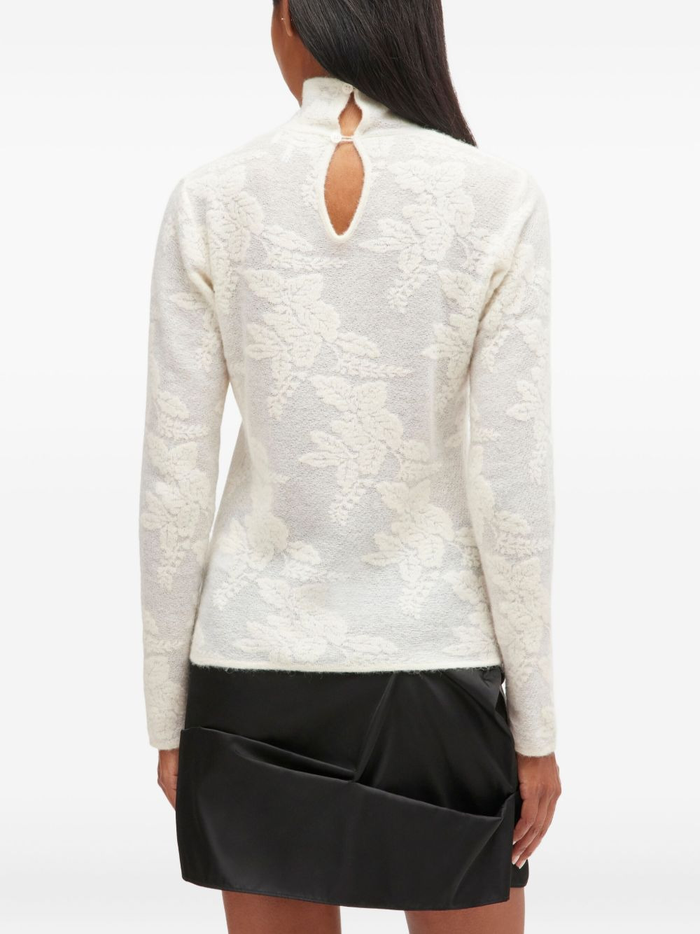 flower jacquard mockneck top - 4