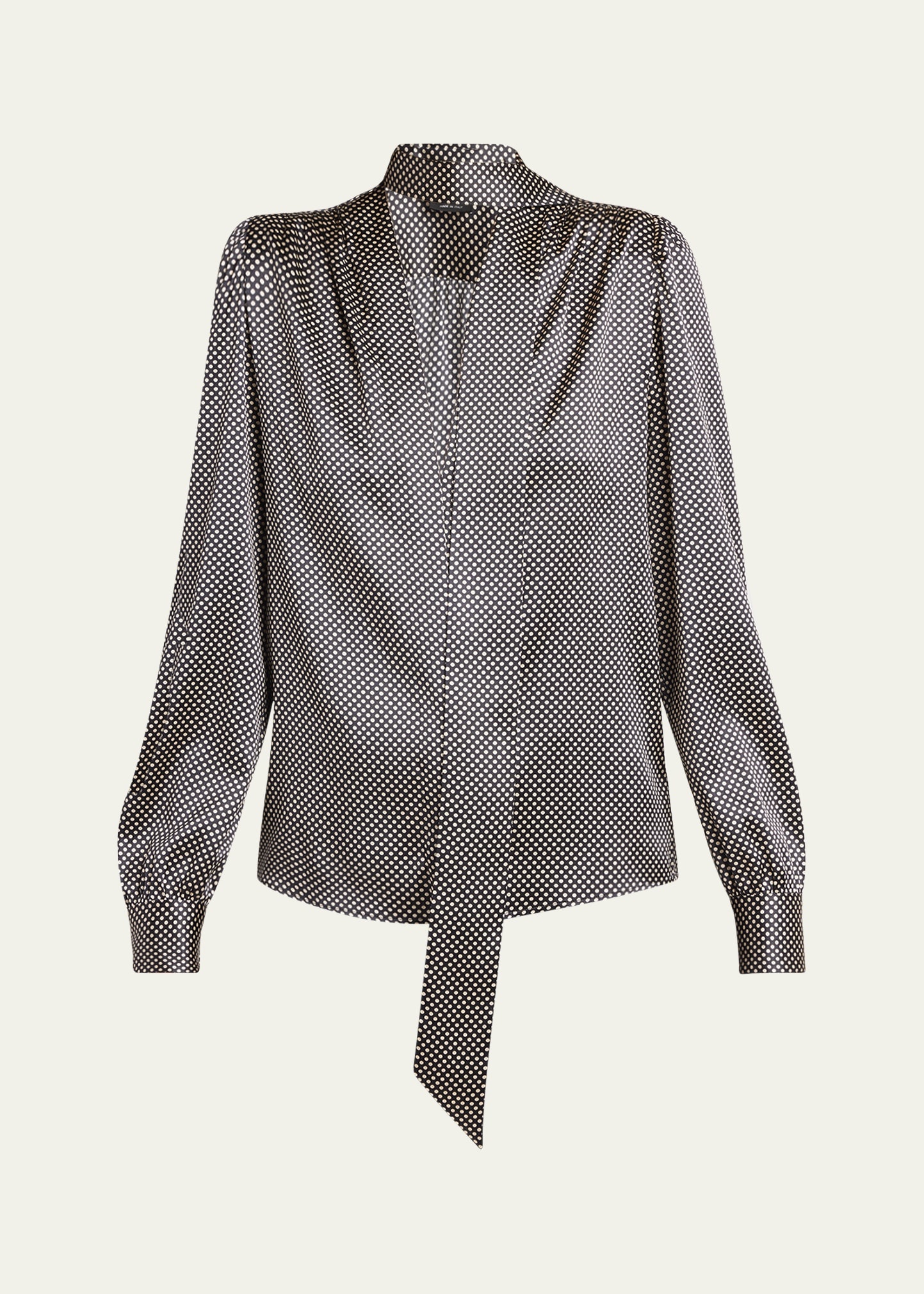 Polka Dot Silk Lavalliere Blouse - 1