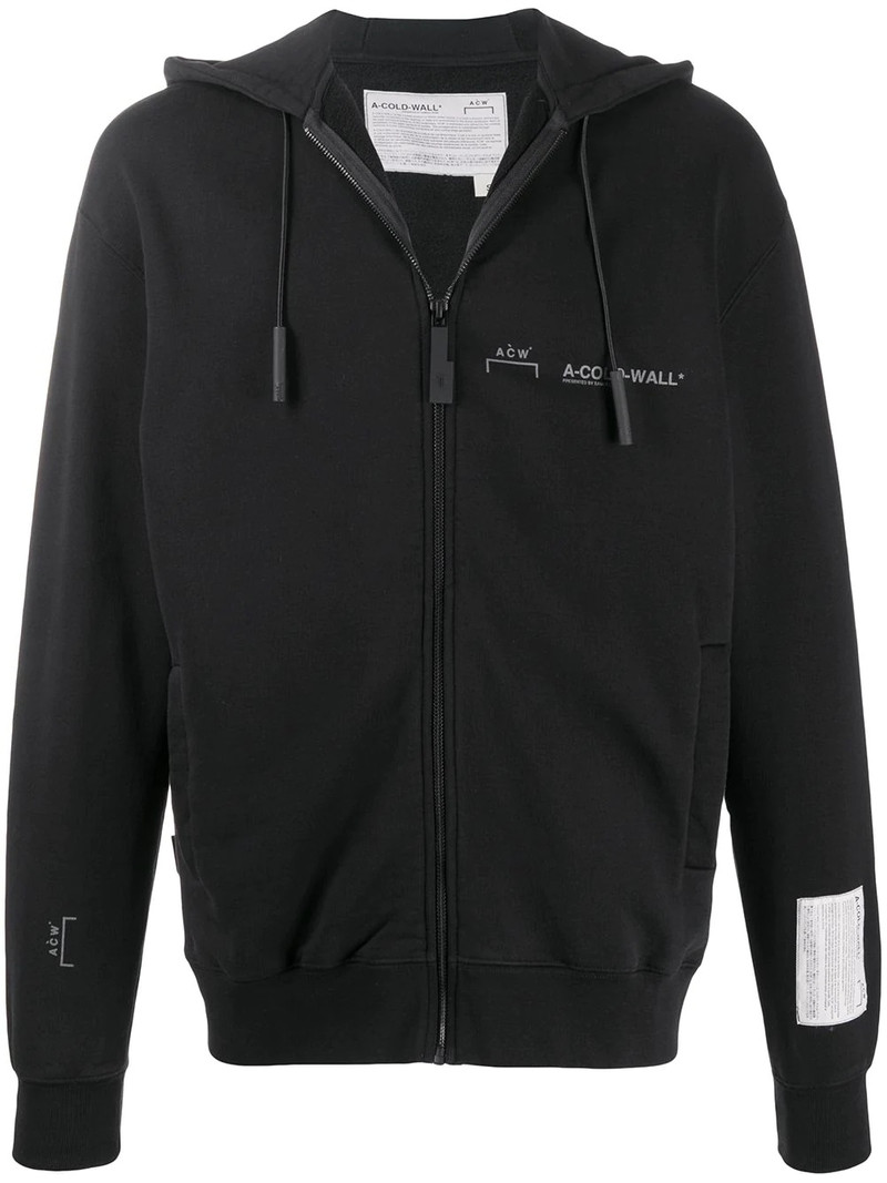 logo print zip-up hoodie 1