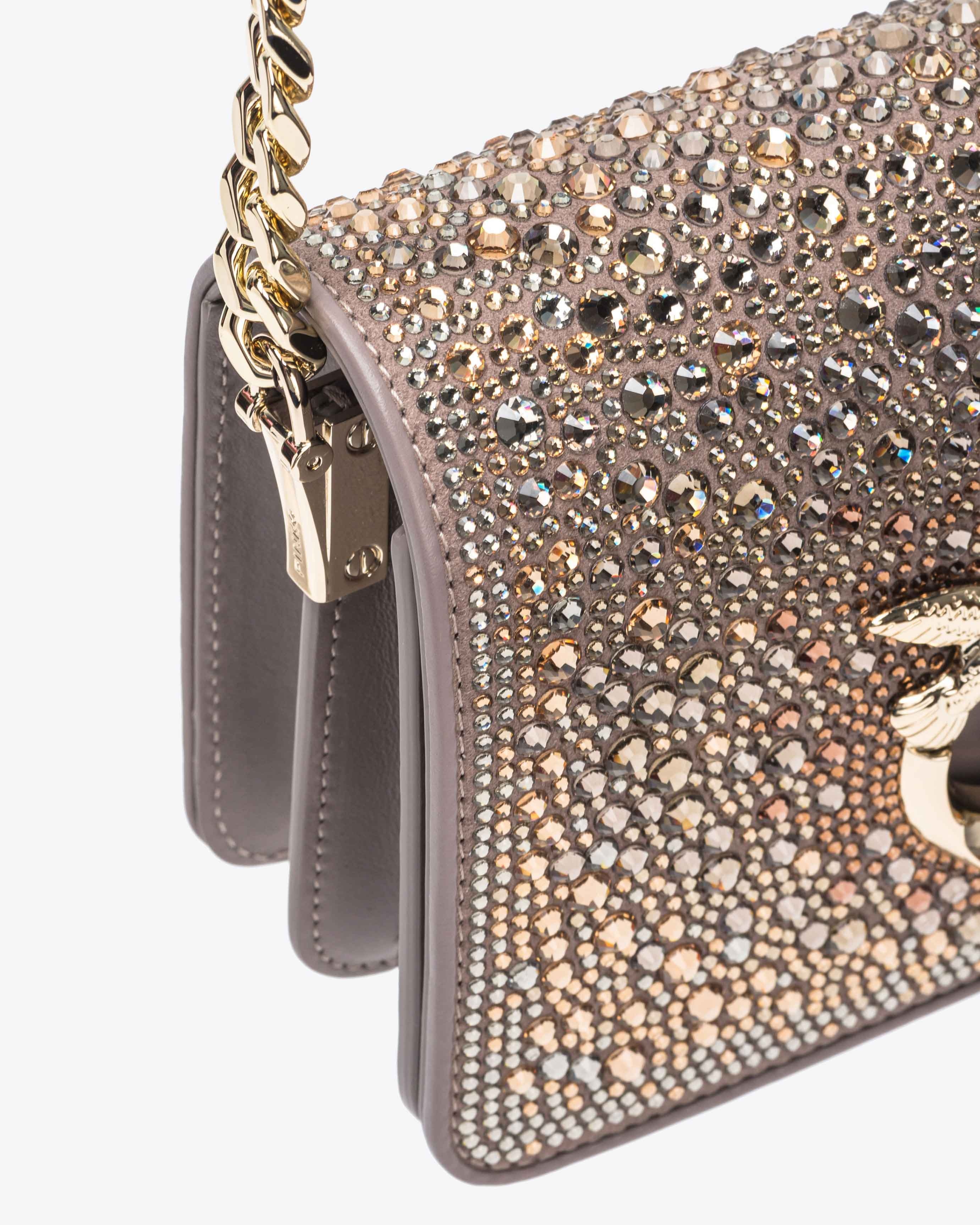 PINKO GALLERIA FULL-RHINESTONE MINI LOVE BAG CLICK - 7