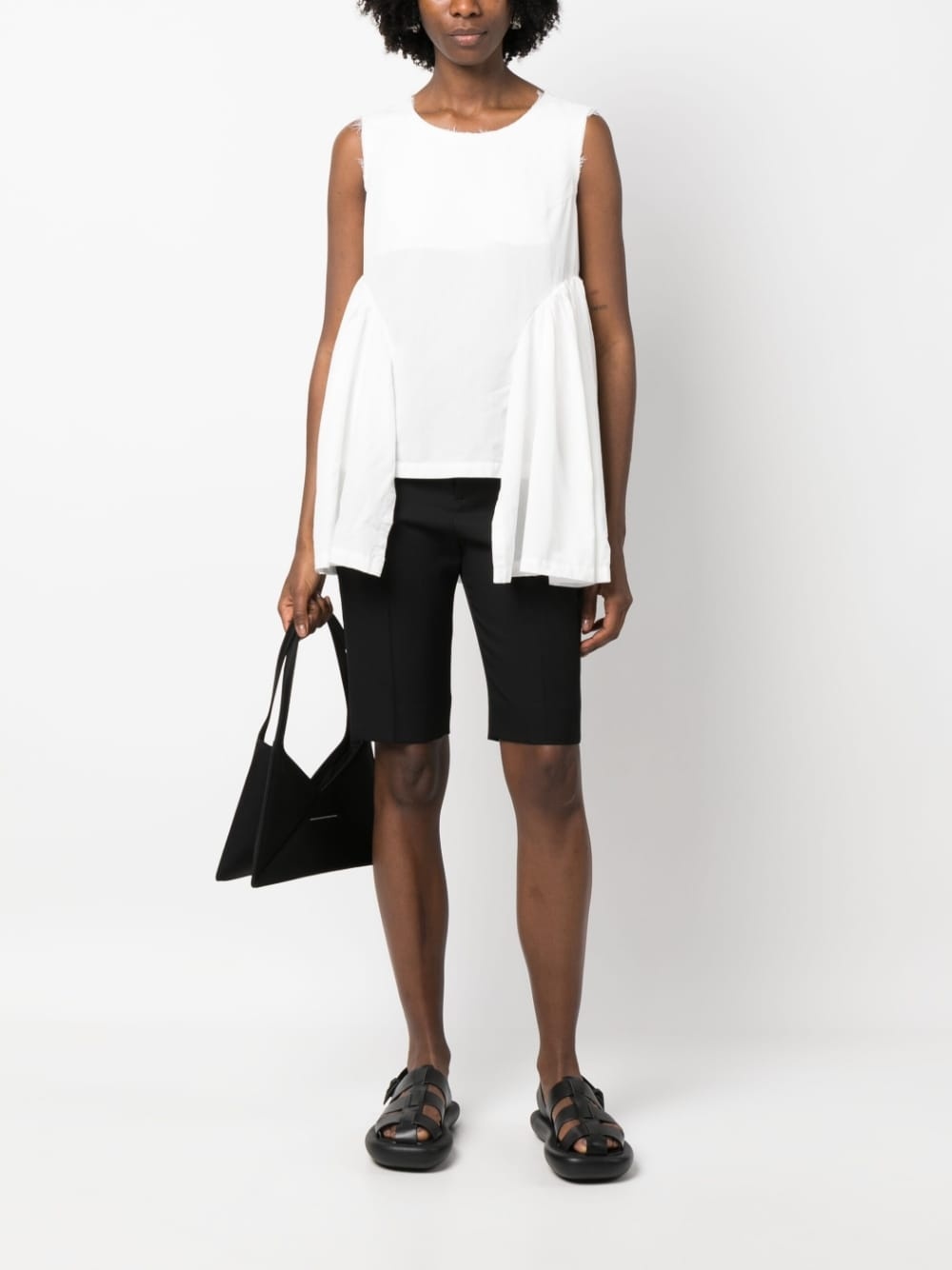 drape-detail frayed tank top - 2