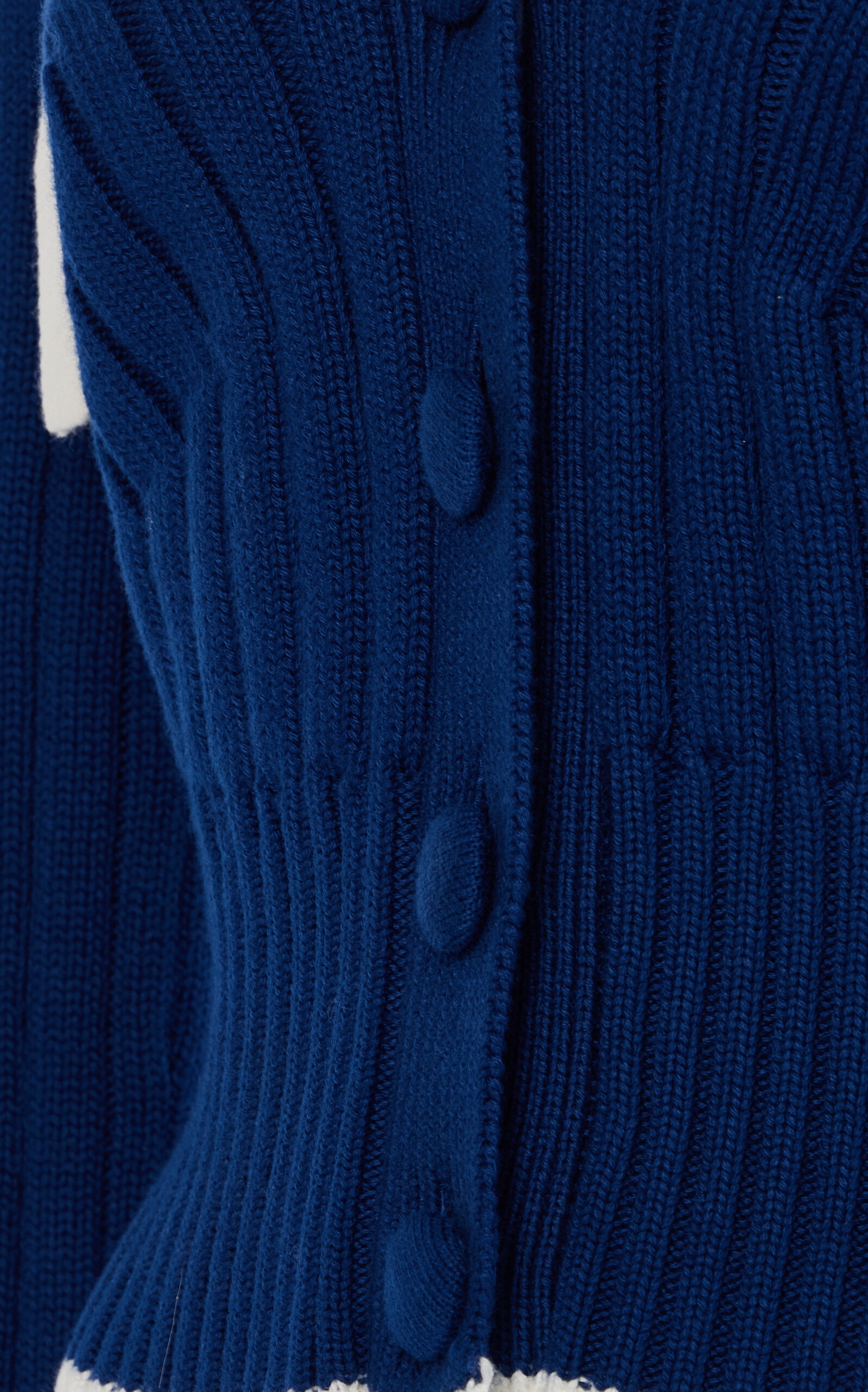 Tie-Detailed Knit Cotton-Wool Off-The-Shoulder Cardigan navy - 5