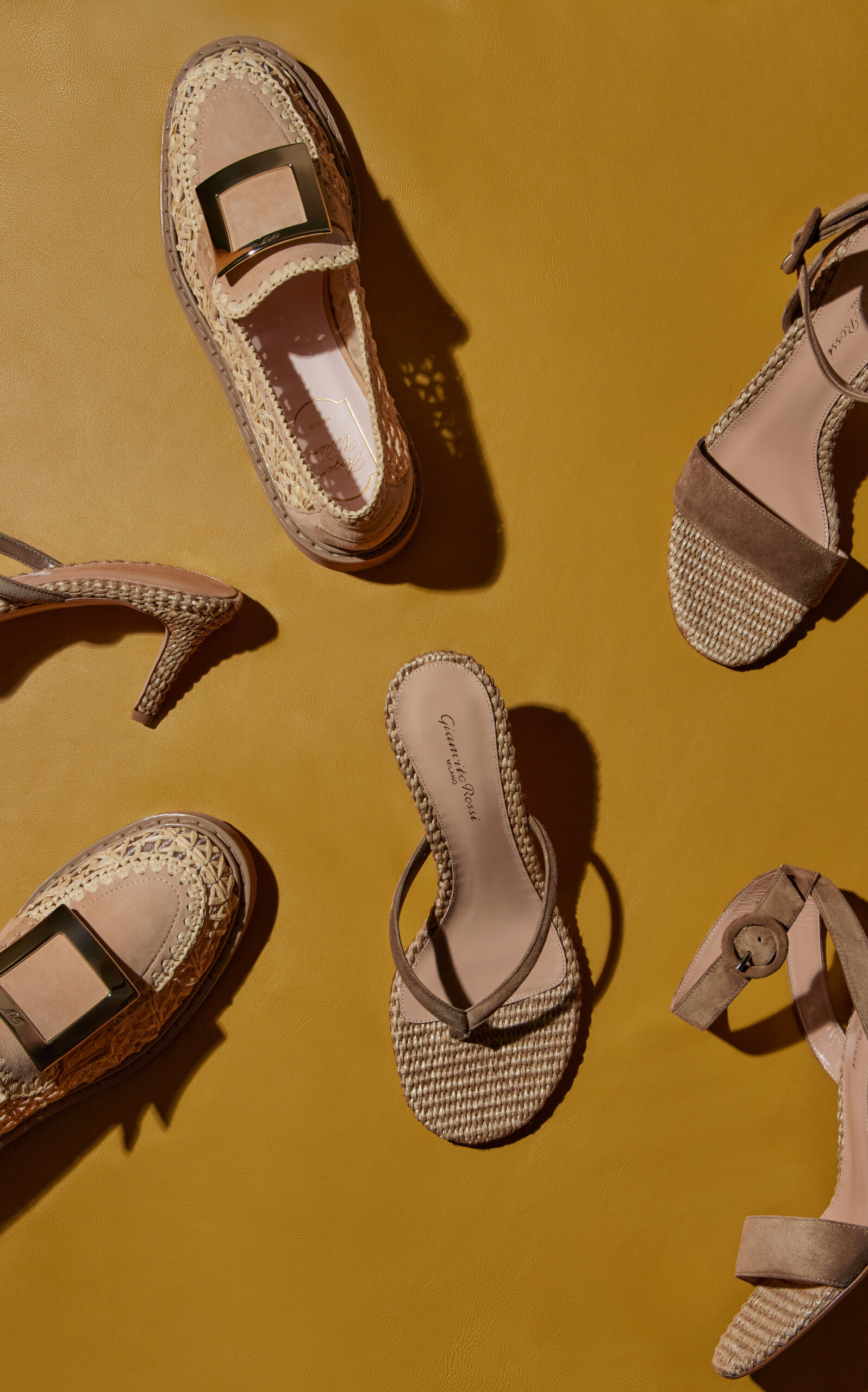 Suede and Raffia Sandals neutral - 2
