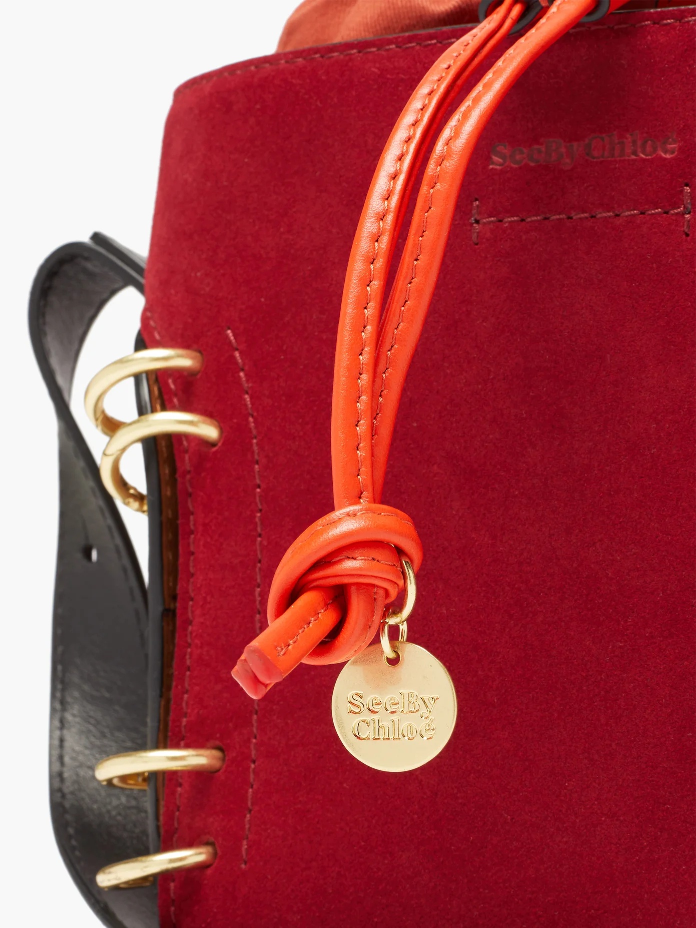 Alvy ring-embellished suede and leather bucket bag - 6