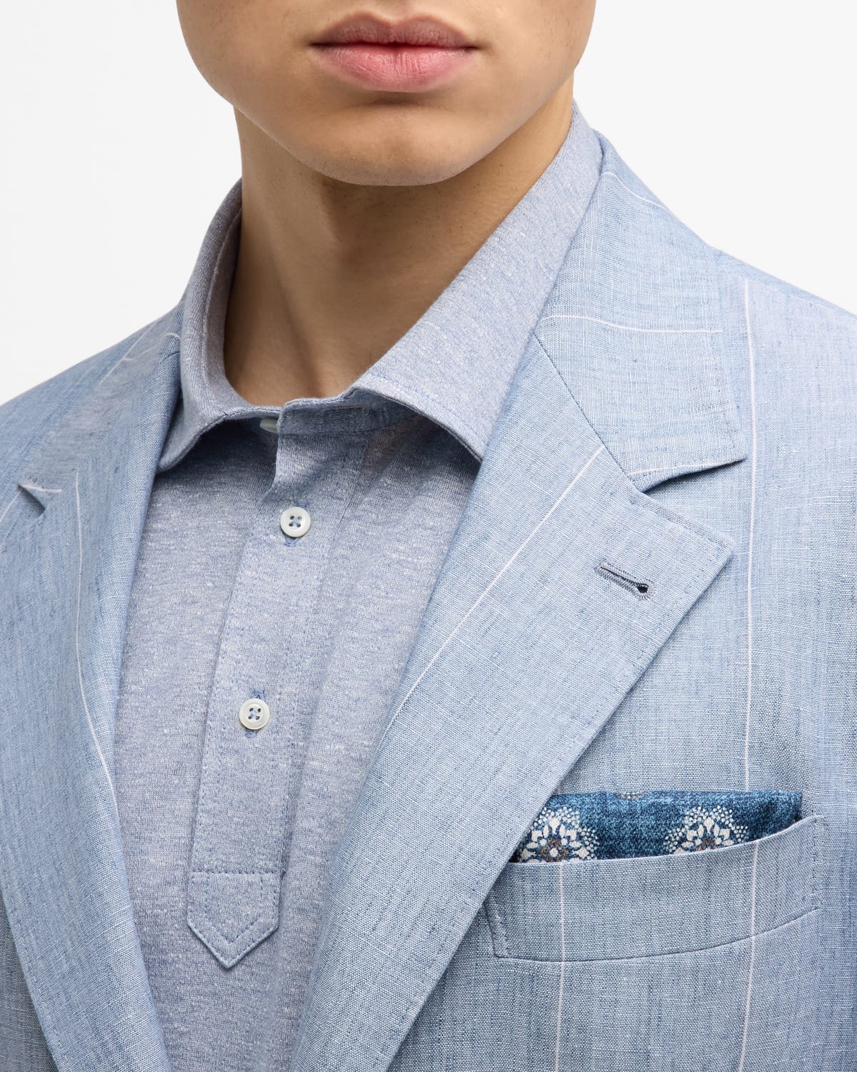 Men's Linen Wide Stripe Three-Button Suit - 2