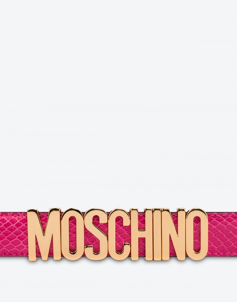 Moschino LETTERING LOGO PYTHON PRINT CALFSKIN BELT outlook