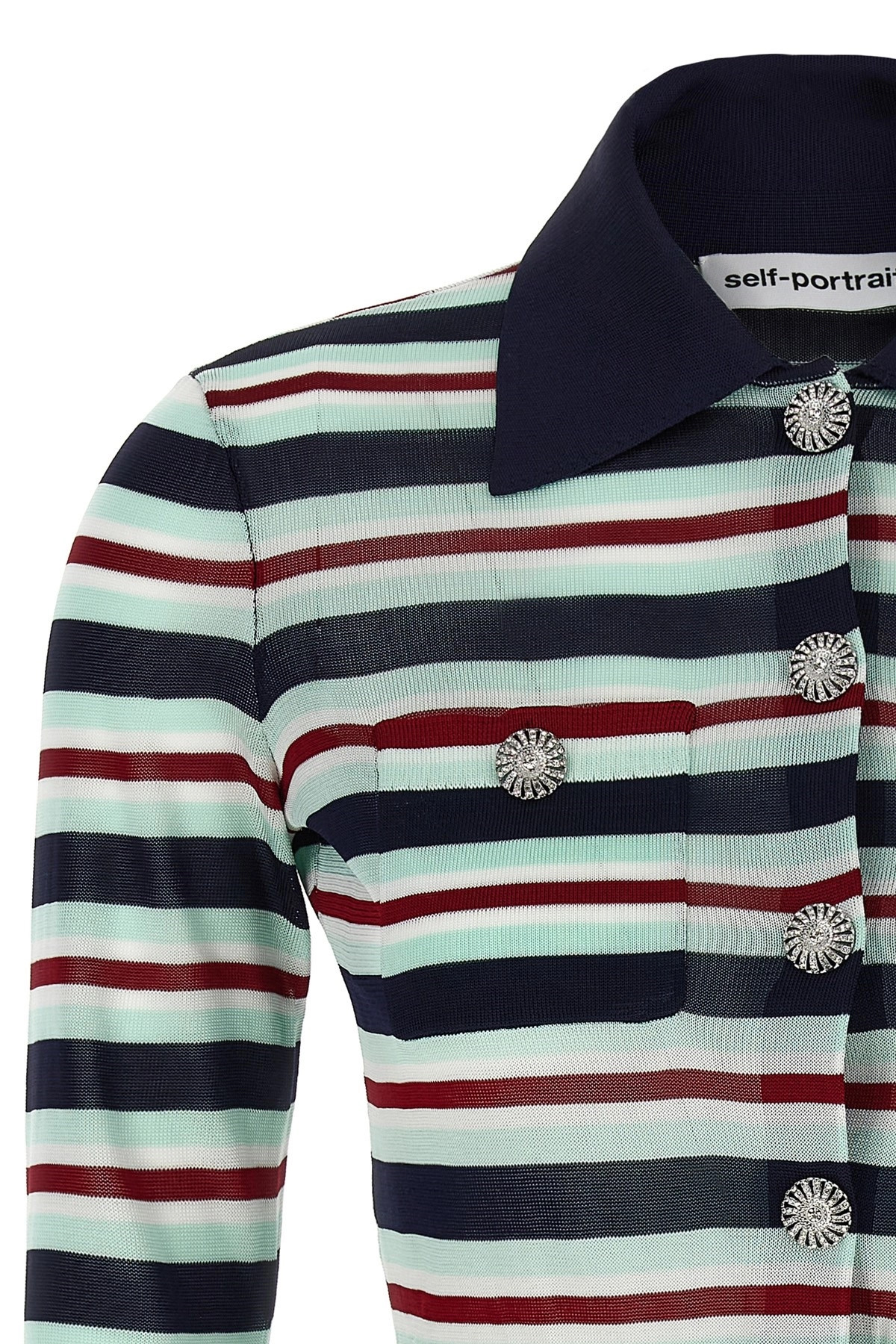 'Navy Striped Viscose Knit' cardigan - 3