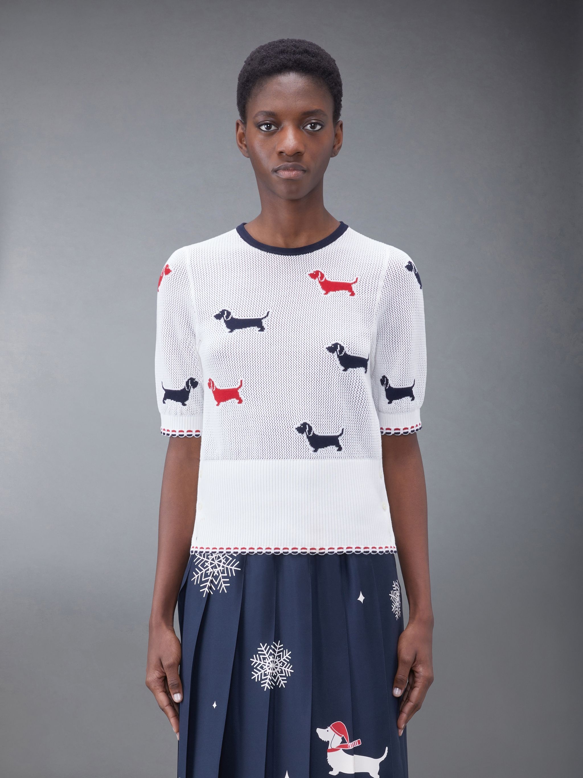 Cotton Crewneck Pointelle Hector Tee - 1