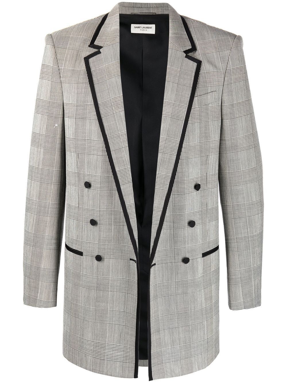 double-breasted contrast-trim blazer - 1