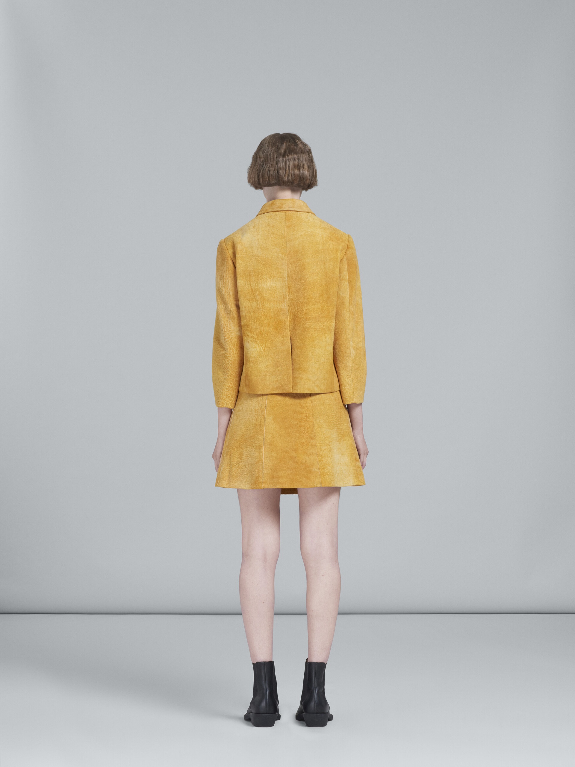 LIGHT ORANGE LEATHER SKIRT - 3
