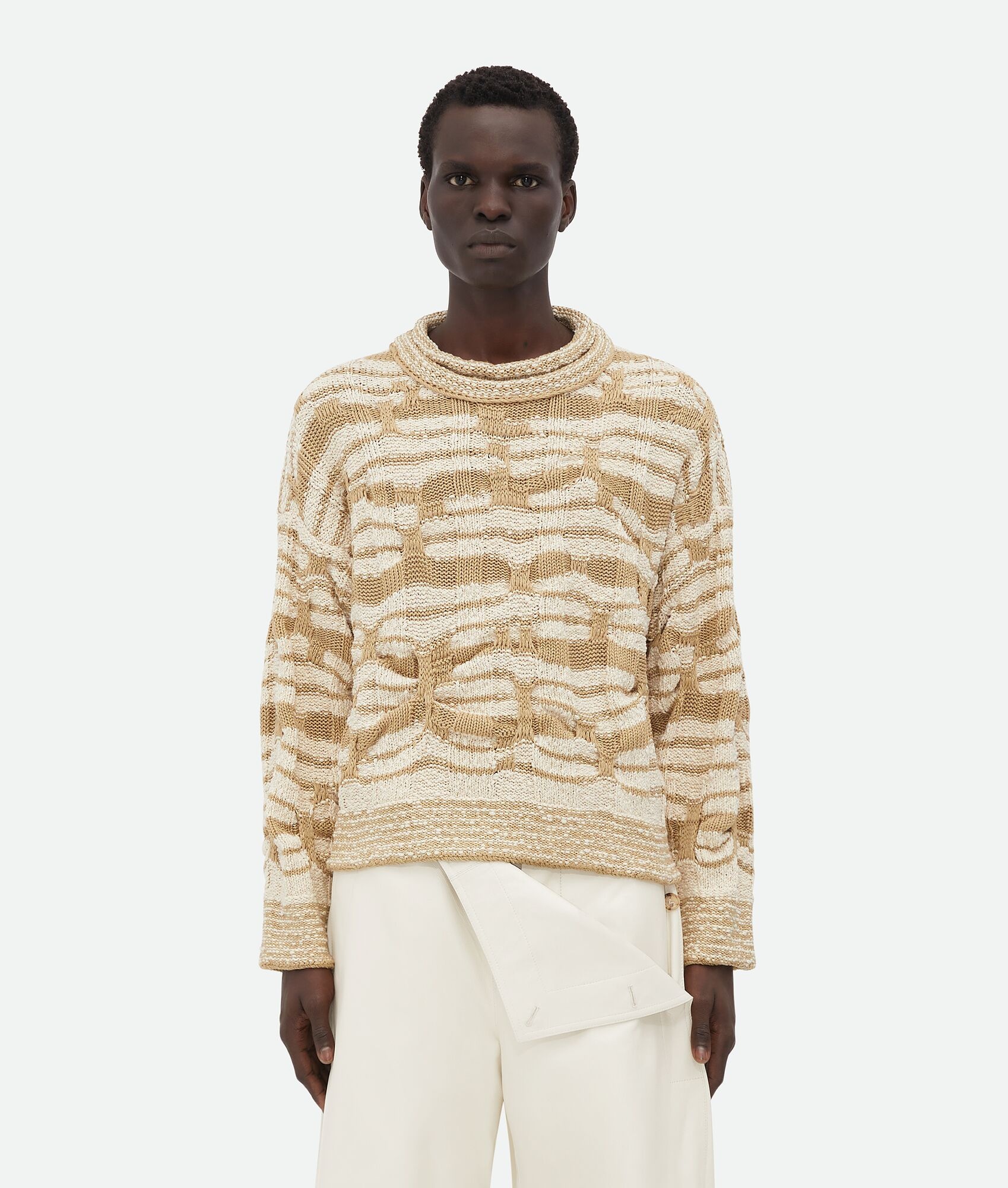 Distorted Stripe Cotton Jumper - 4