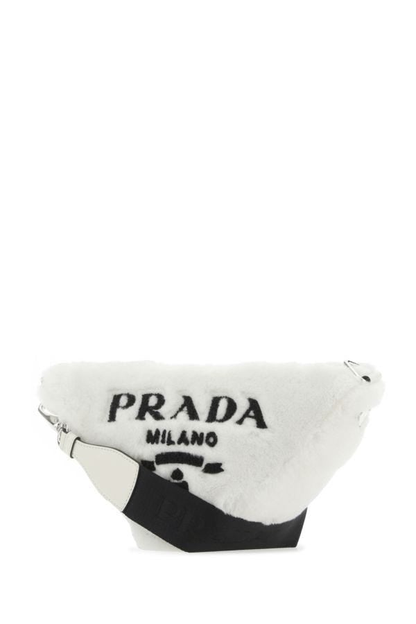 Prada Prada Woman White Shearling Triangle Crossbody Bag