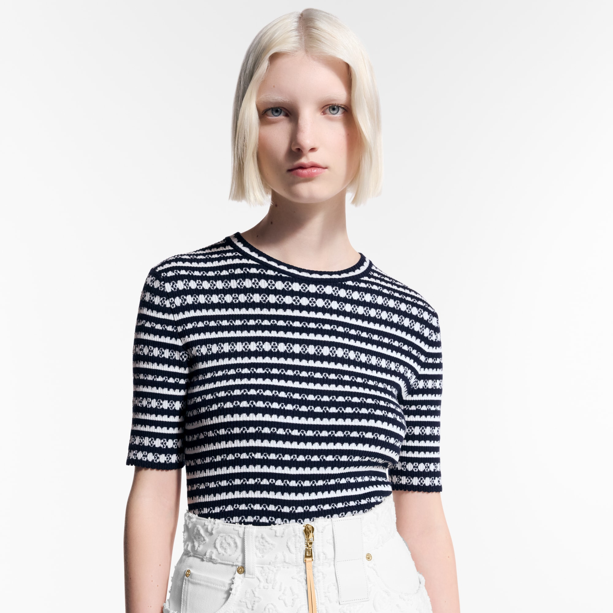 Scallop Stripe Knit Top - 2