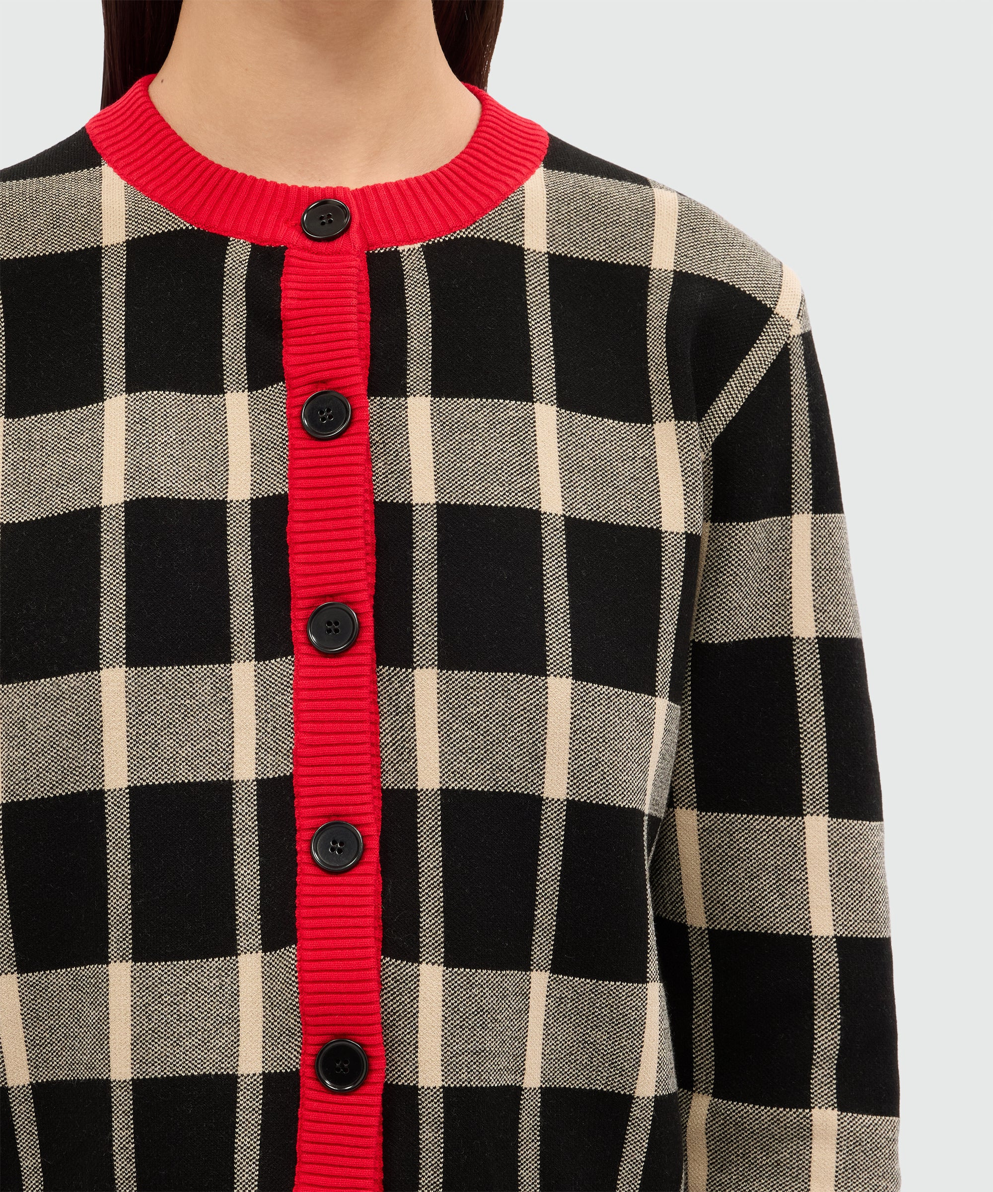 Two-tone check cardigan with contrasting details - 5