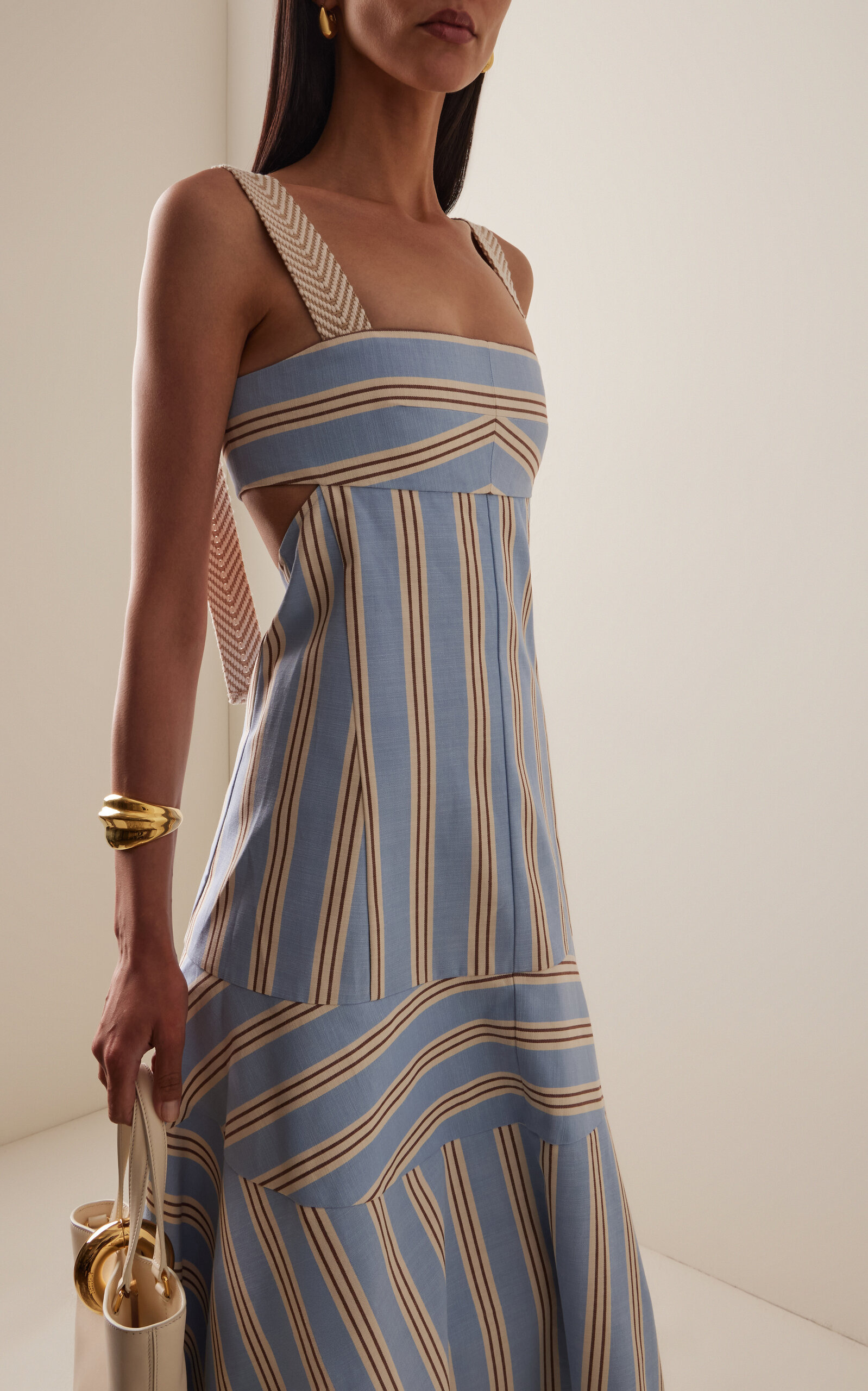 Talette Striped Cutout Cotton Midi Dress stripe - 2