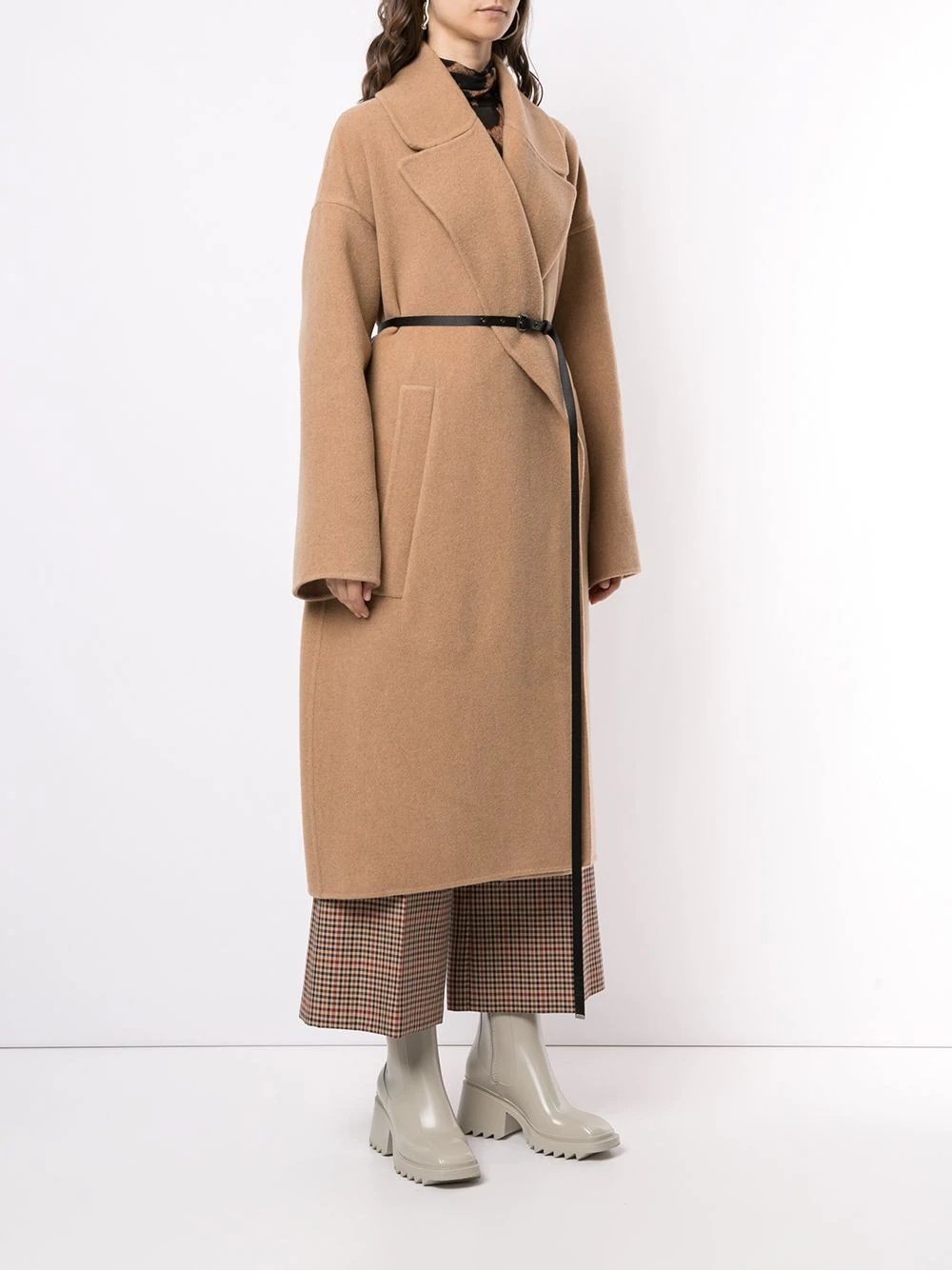 belted mid-length coat - 3