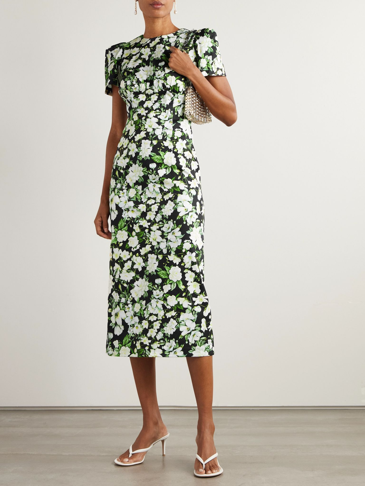 Sygne floral-print cotton-blend midi dress Black - 2
