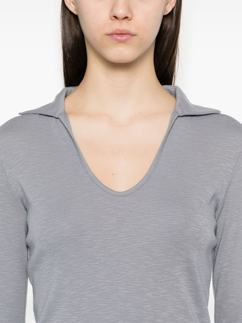 open-neck long-sleeve polo top 5