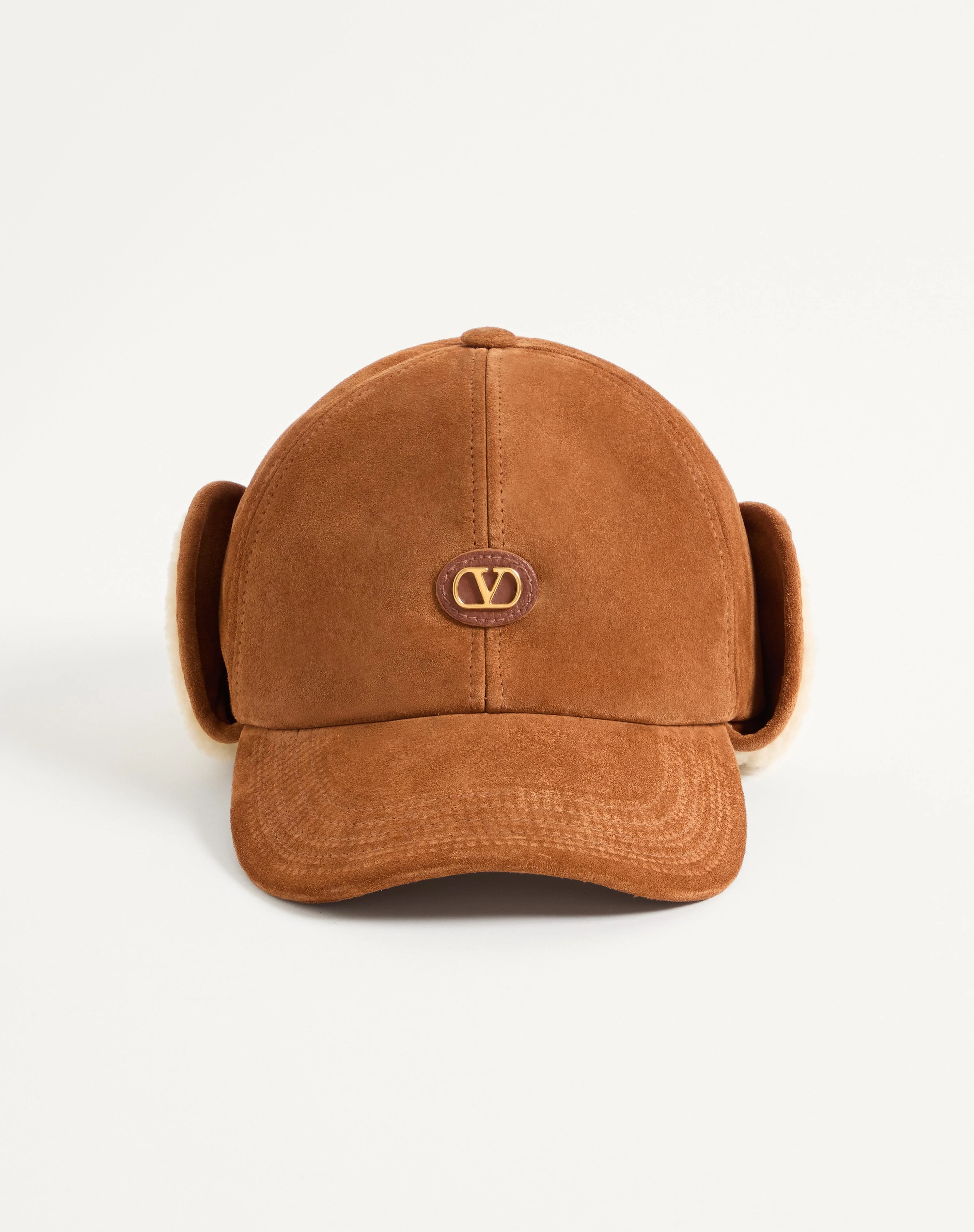 VALENTINO GARAVANI VLOGO SIGNATURE BASEBALL CAP IN SUEDE AND SHEEPSKIN - 1