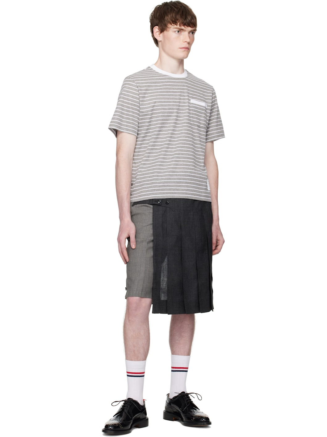 Gray & White Milano Pocket T-shirt - 4