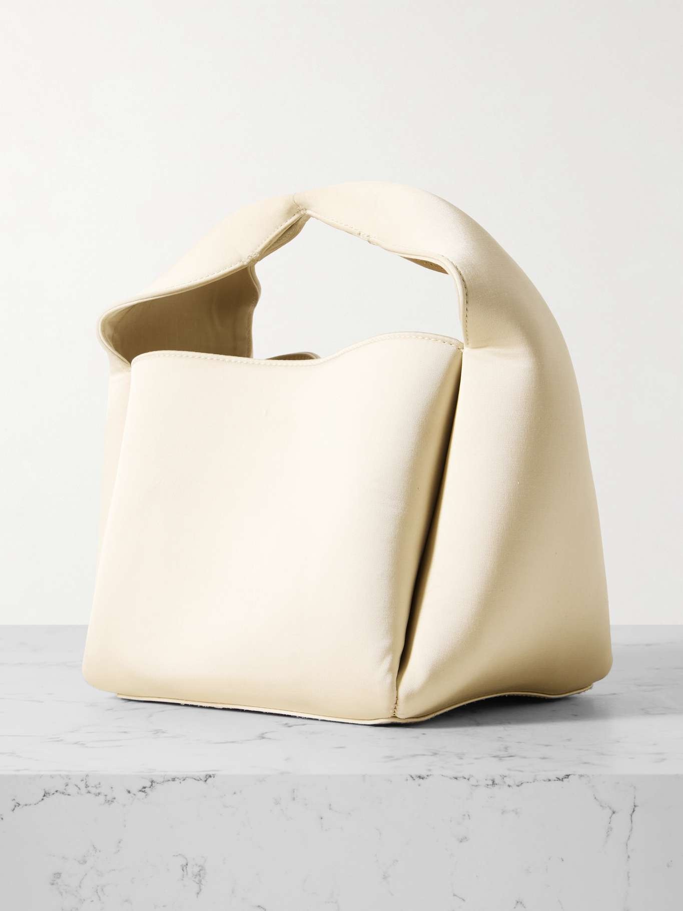 Bucket organic cotton-blend satin tote Ecru - 3