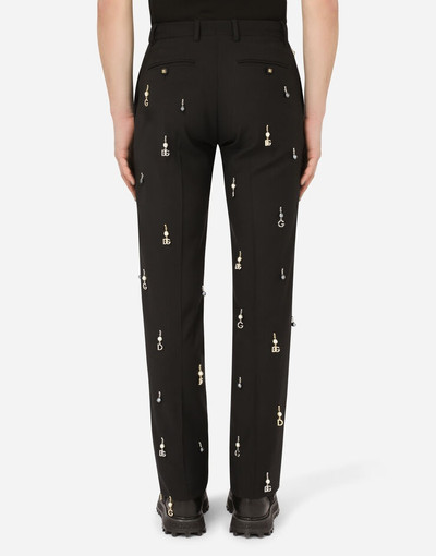 Dolce & Gabbana Wool trousers with pearl pendants and DG logo outlook