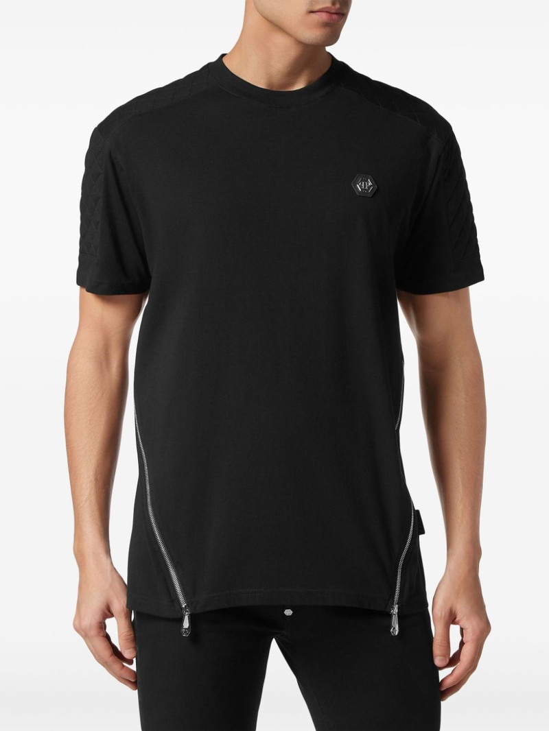 zip-detail 면 T 셔츠 3