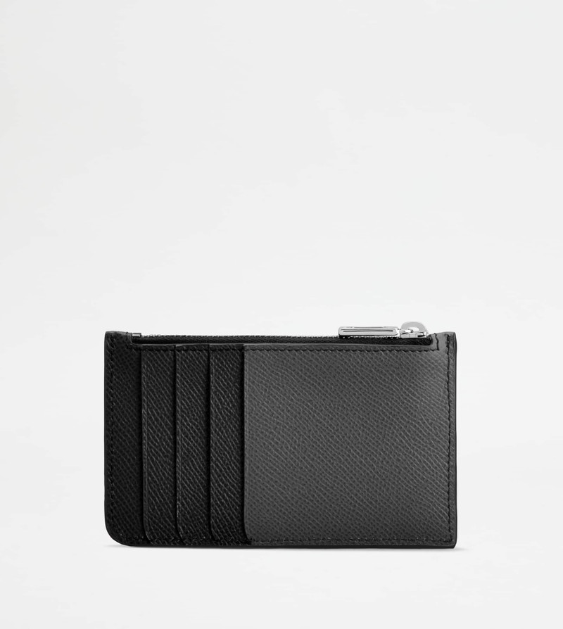 Tod's CARD HOLDER IN LEATHER - GREY, BLACK outlook