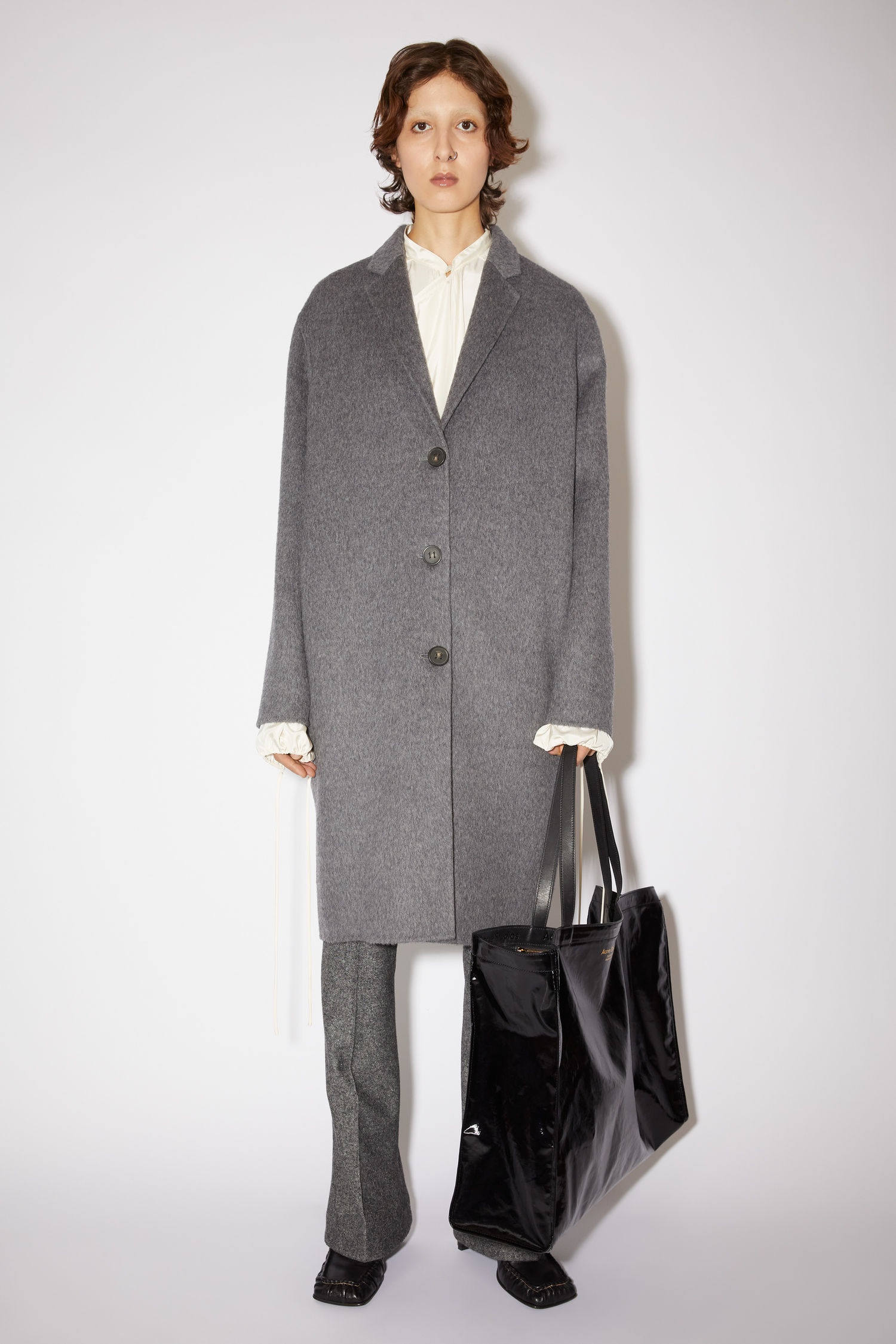 Single-breasted coat - Grey Melange - 2