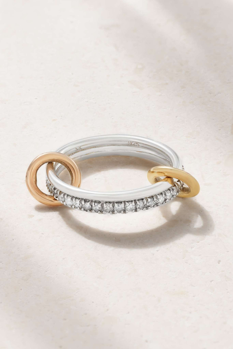 Marigold set of two sterling silver and 18-karat yellow and rose gold diamond rings - 1