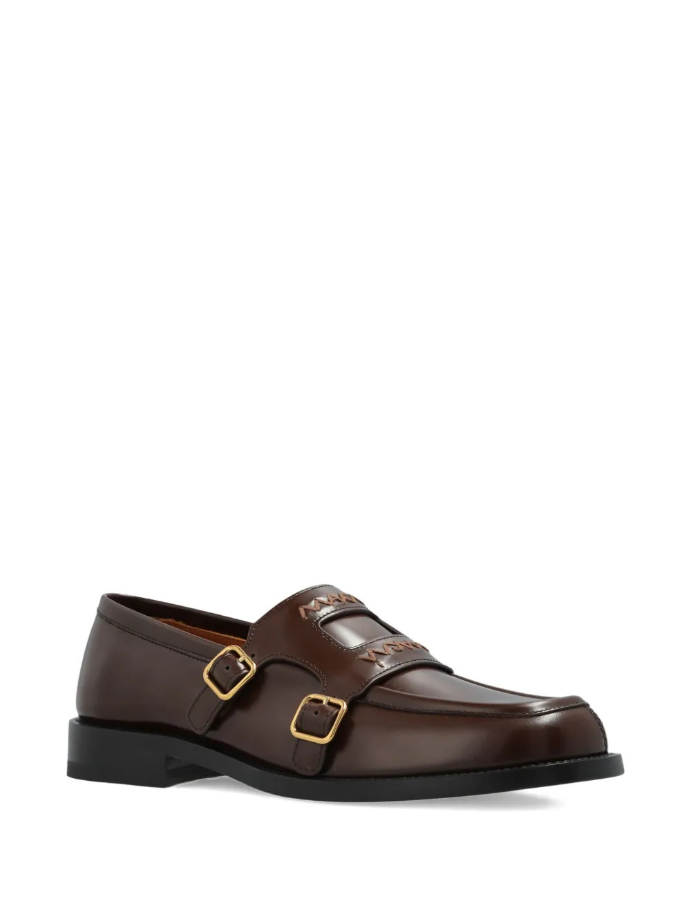 MARNI - Women Double Buckle Leather Moccasin Shoe - 2