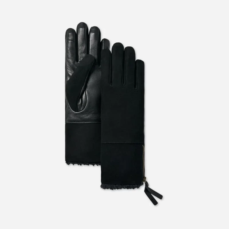 ® Women's Suede Foldover Glove in Black - 1