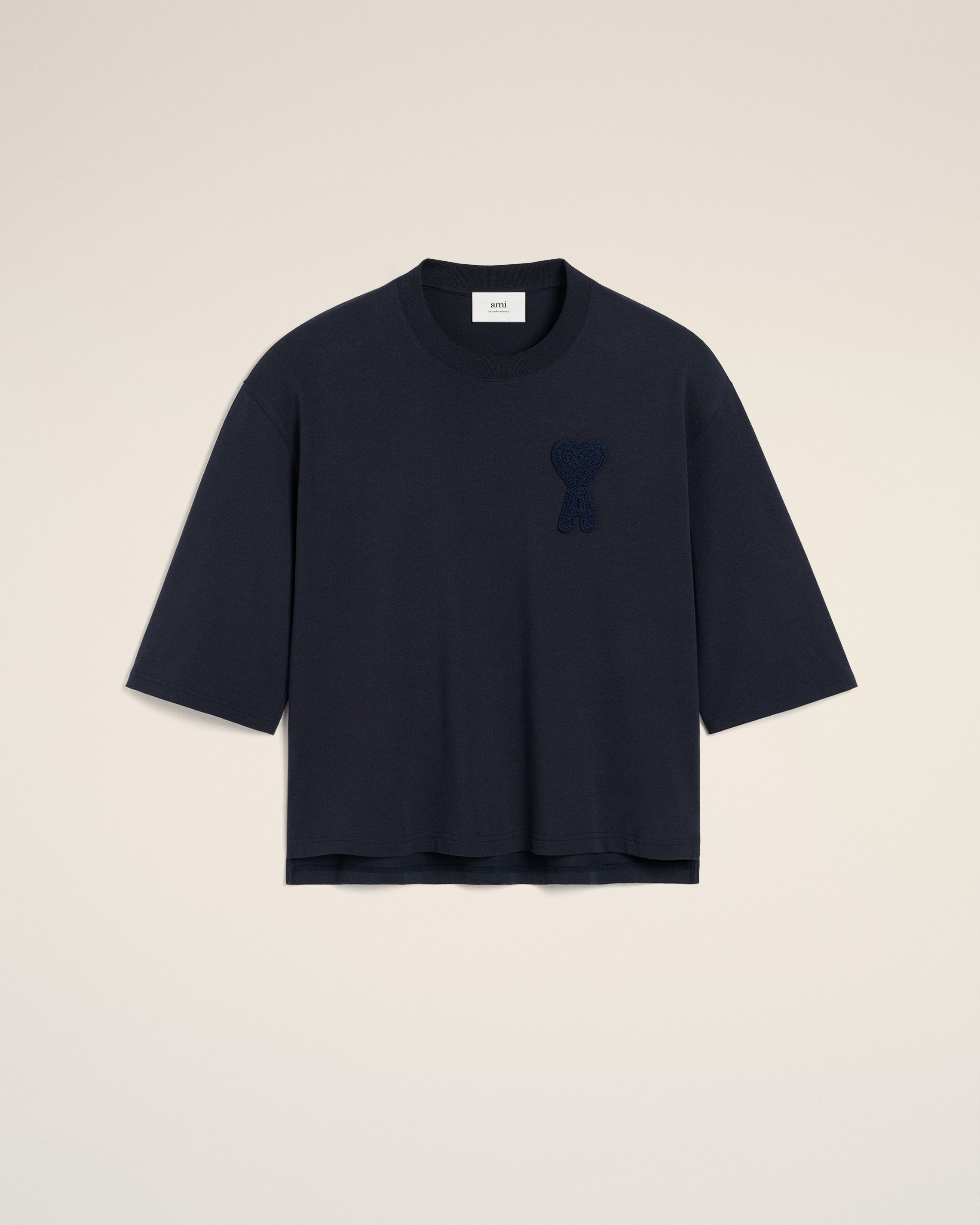 NAVY COTTON AMI DE COEUR PATCH T-SHIRT - 2