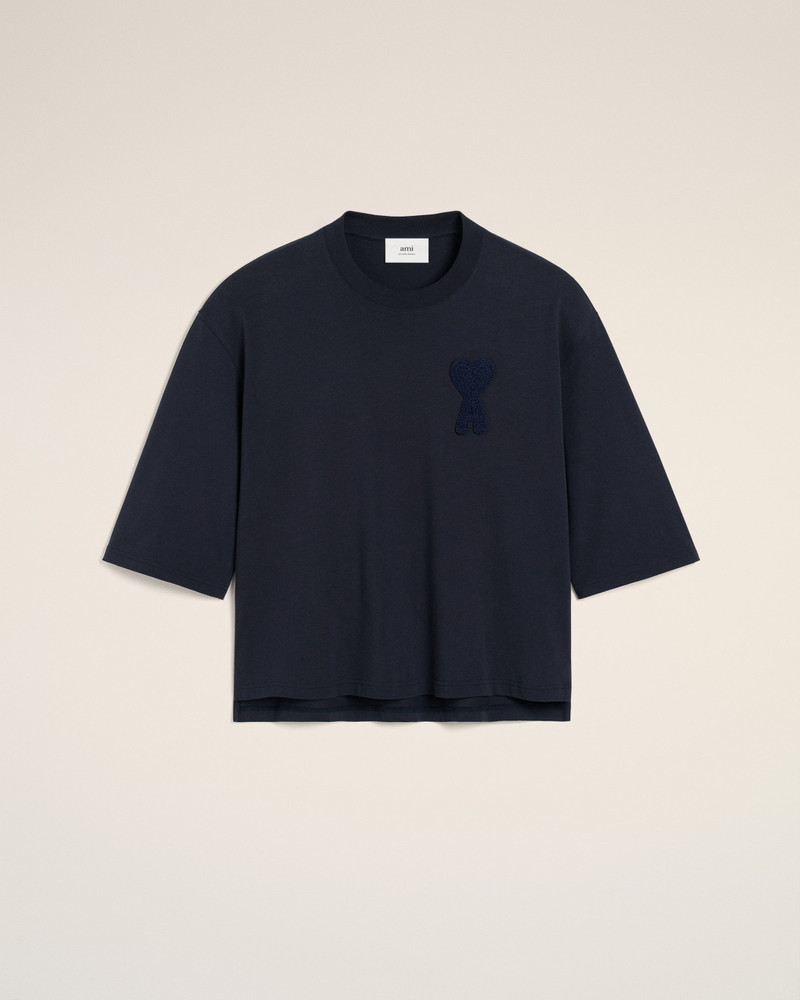 AMI Paris NAVY COTTON AMI DE COEUR PATCH T-SHIRT outlook