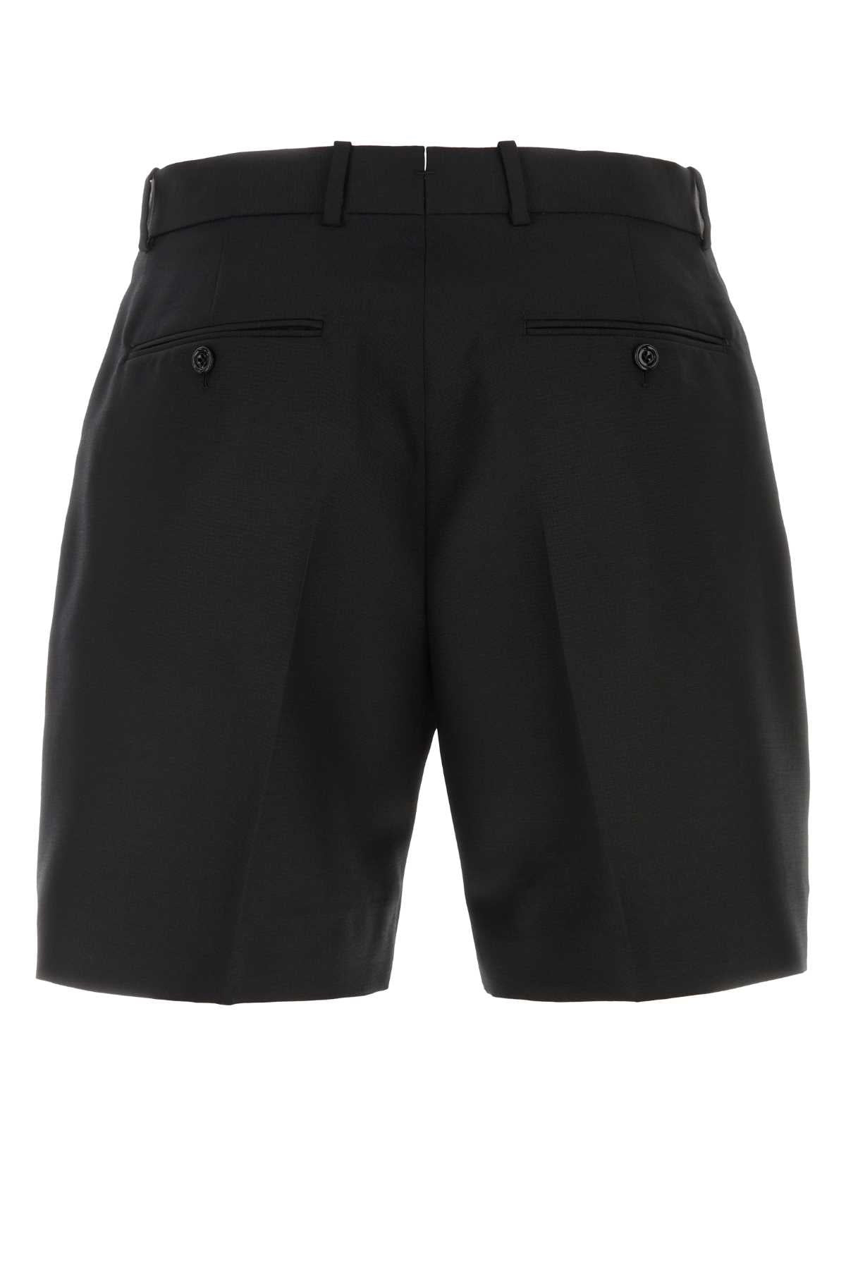 Alexander Mcqueen Men Black Wool Blend Bermuda Shorts - 2