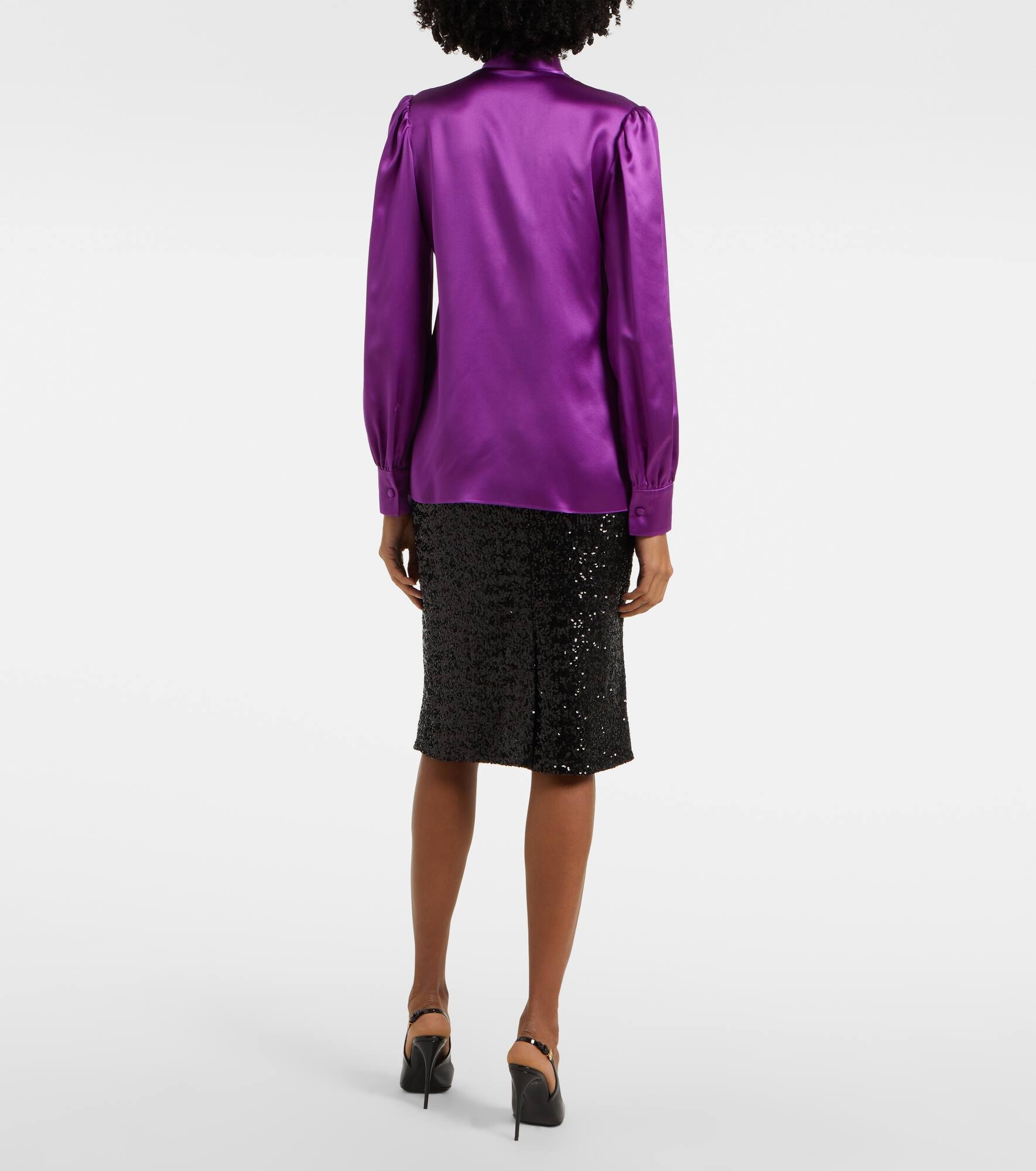 Tie-neck silk satin blouse - 3