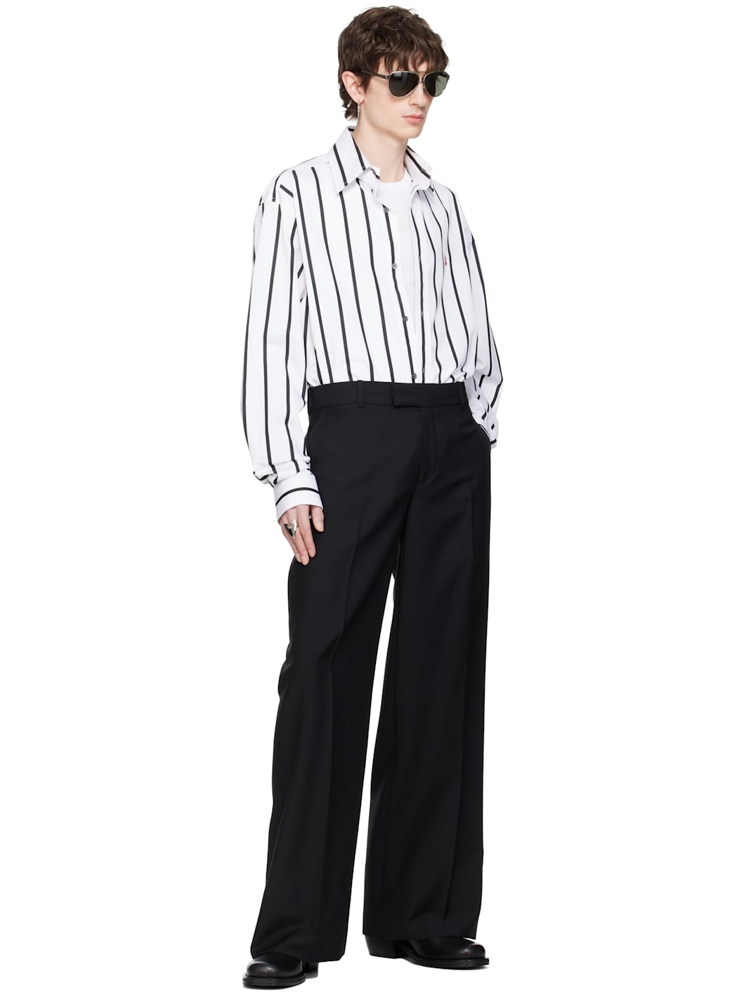 White & Black Bold Stripe Shirt - 5