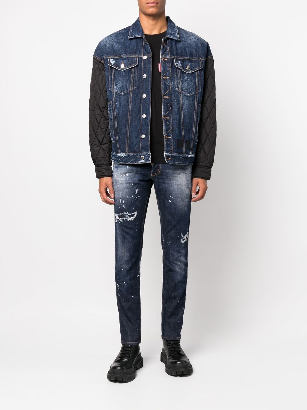 contrast-sleeve denim jacket - 2