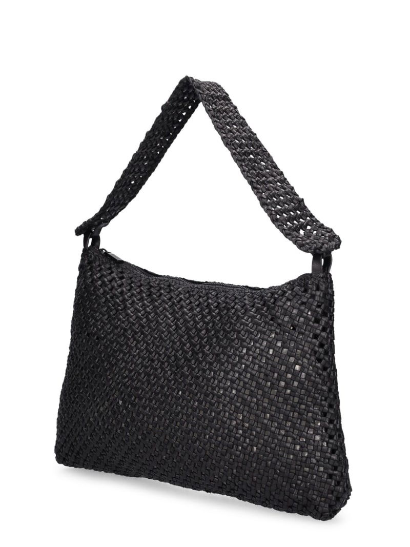 Macramé woven leather shoulder bag - 3