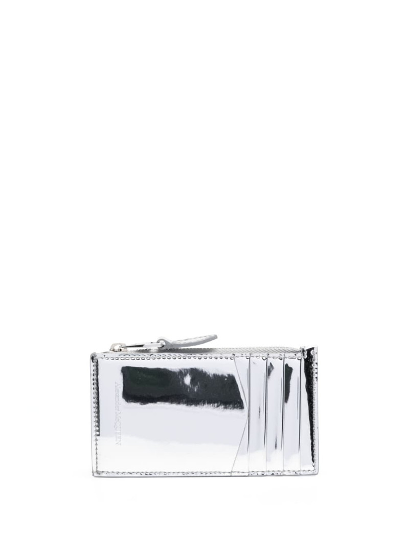 Alexander McQueen skull-embellished metallic-effect wallet outlook