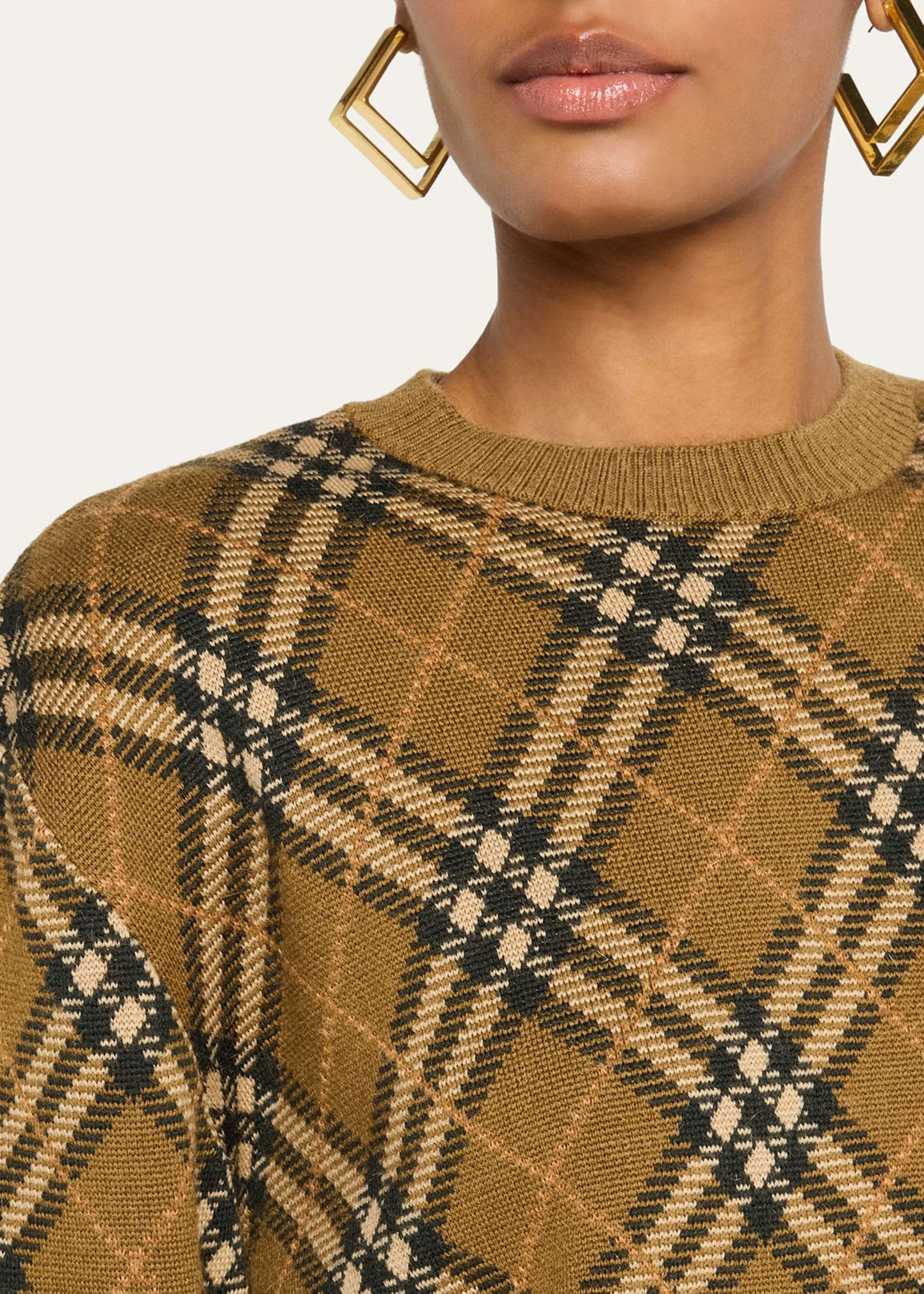 Wool Check Crewneck Sweater - 5