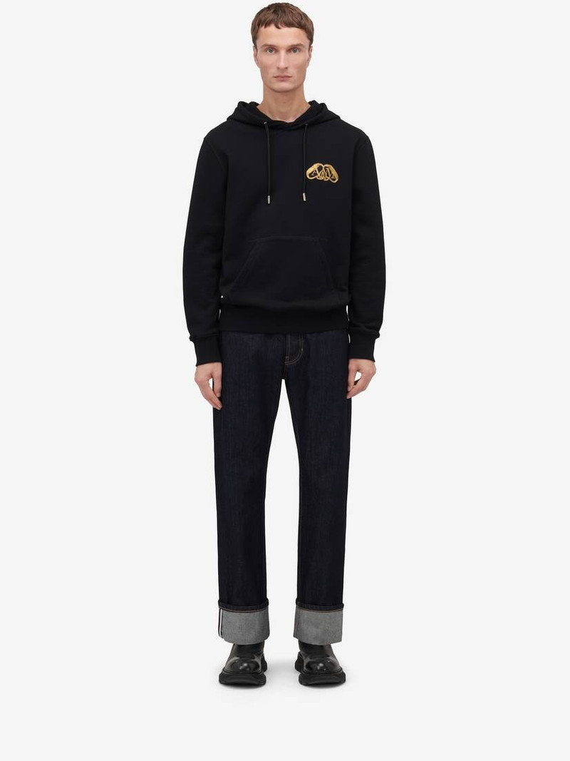Alexander McQueen Men's Half Seal Logo Hooded Sweatshirt in Black outlook