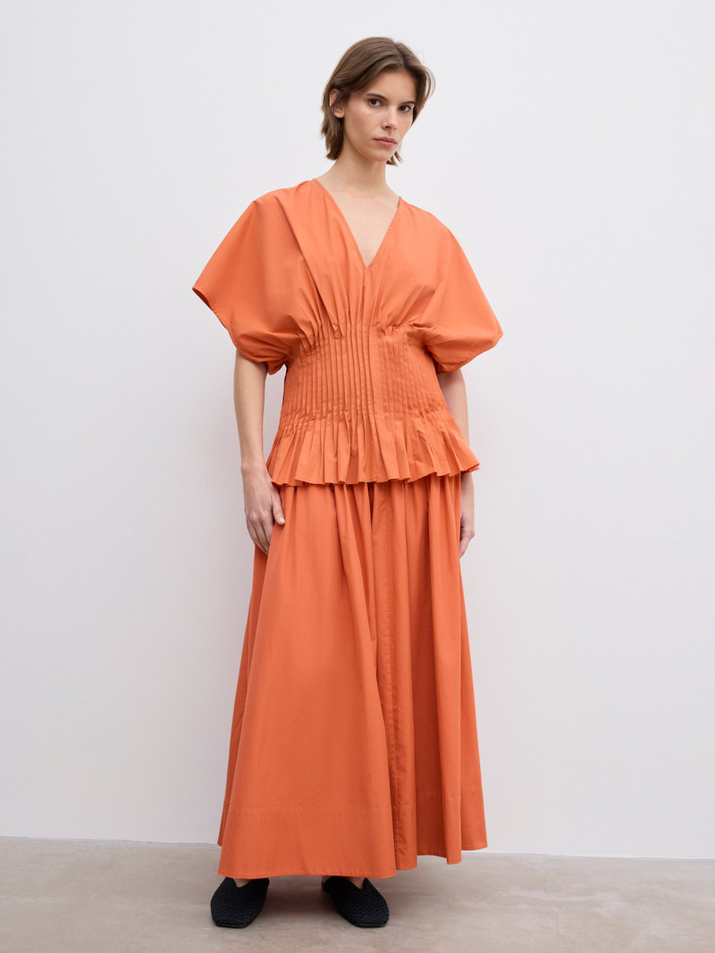 House of Dagmar Poplin v-neck top outlook