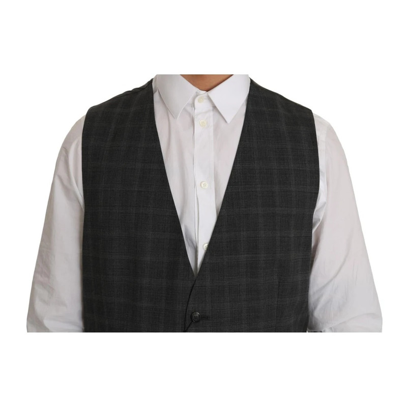Dolce & Gabbana GRAY CHECKERED FORMAL VEST outlook