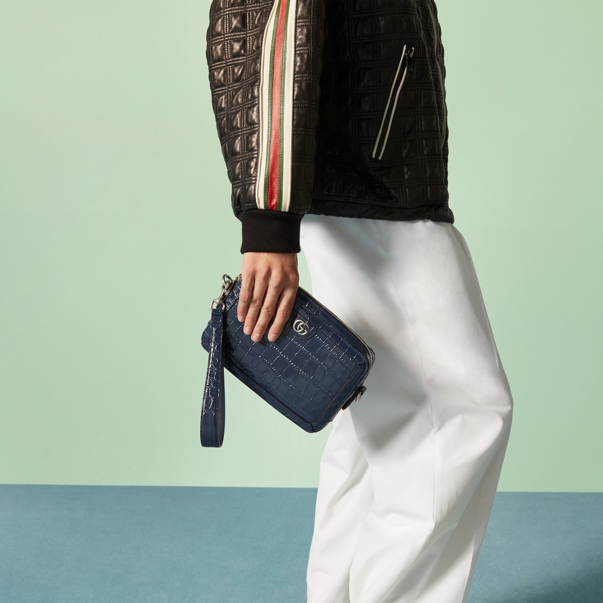 Crocodile crossbody bag with Double G - 3