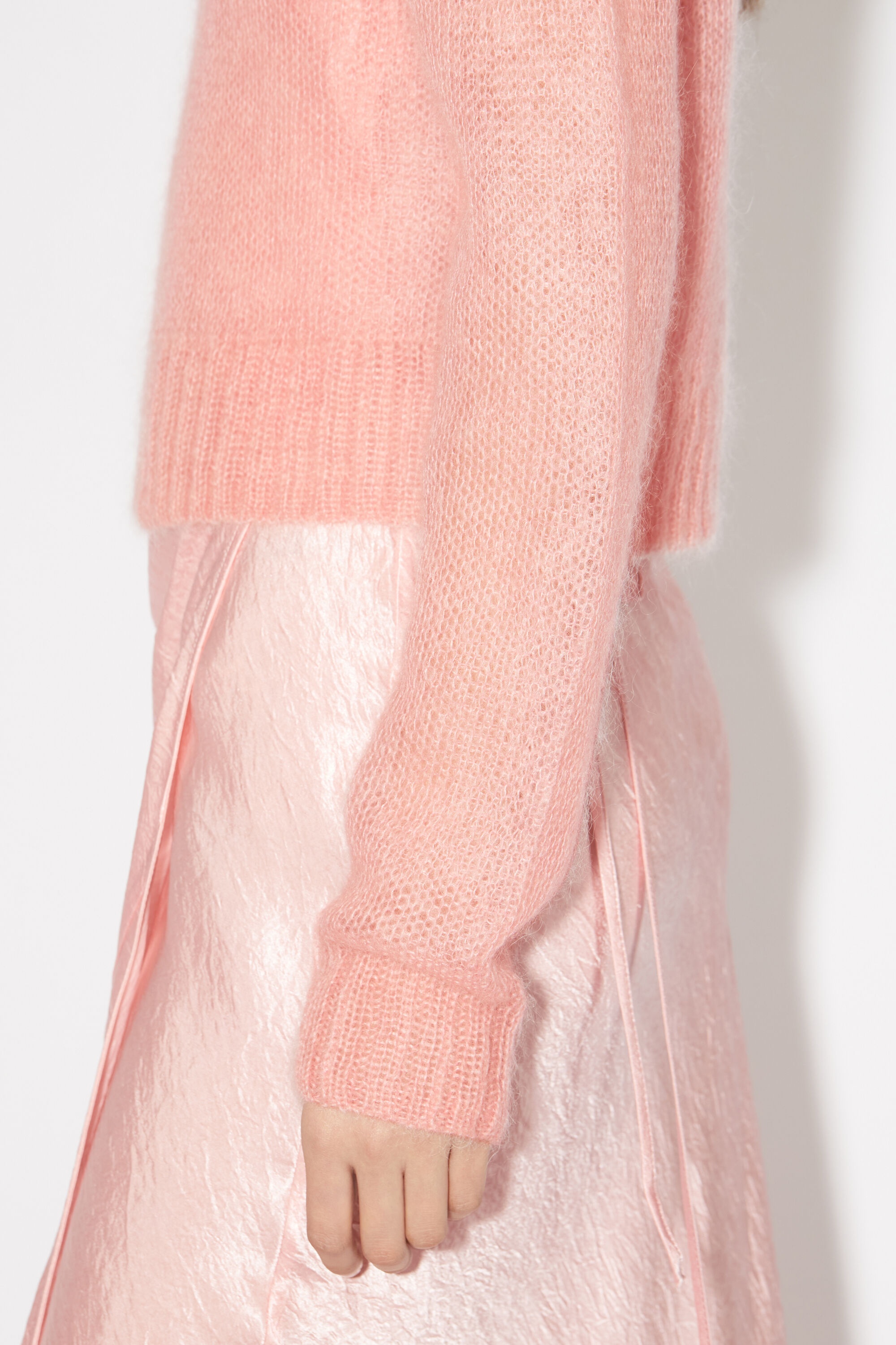 Acne Studios Cropped Open-knit Mohair-blend Sweater in Pink