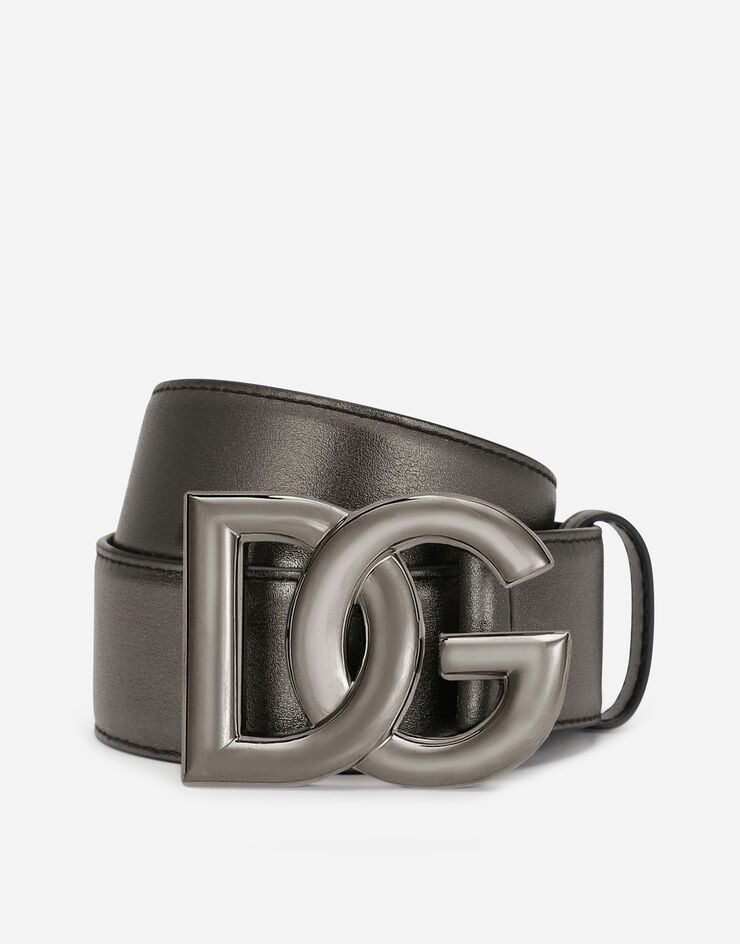 Calfskin belt with crossover DG buckle logo - 1