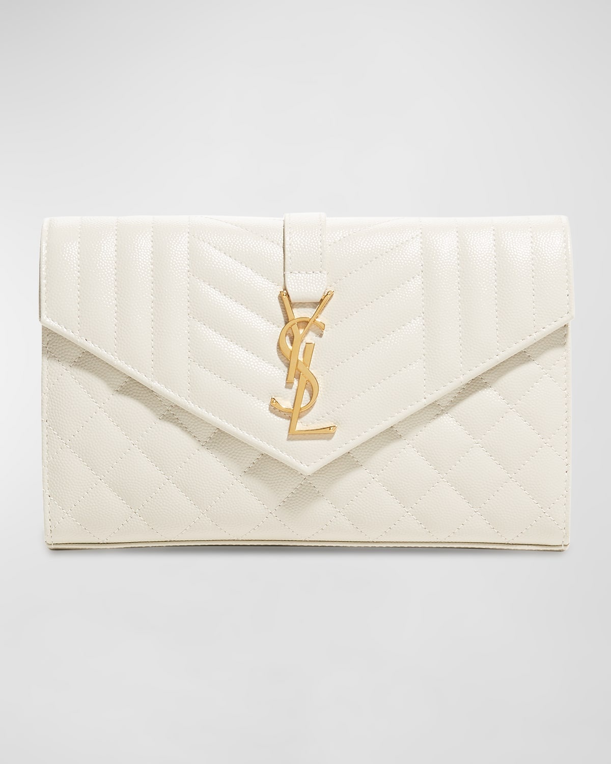Envelope Triquilt YSL Wallet on Chain in Grained Leather - 1