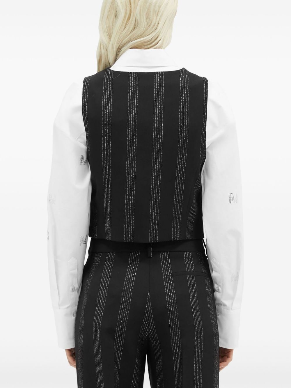 striped single-breasted gilet - 4